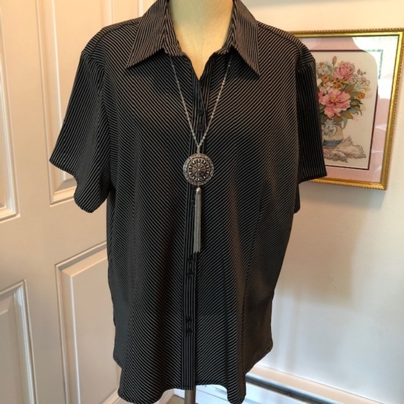 Sarah Bentley Tops - "BUNDLE ME" Black/White Pin Stripe Blouse